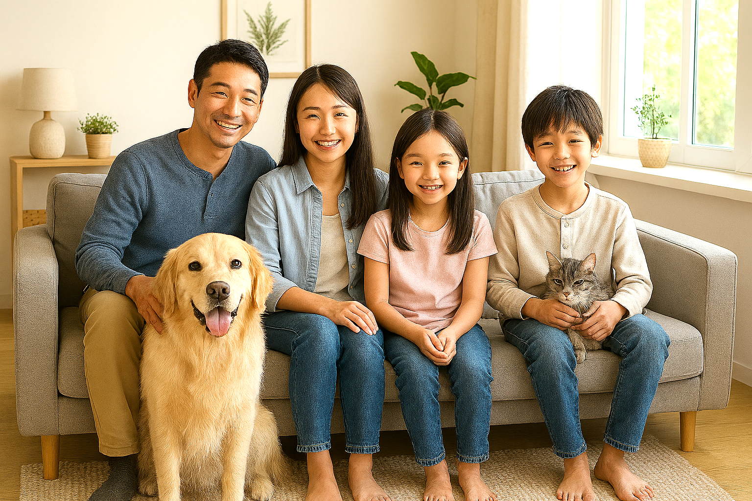 家族とペットが共に快適に過ごせる空間を整えます。